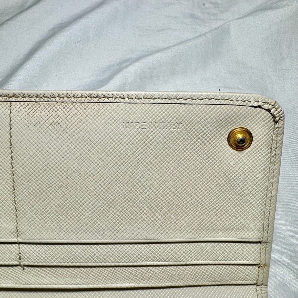 Prada Cream Grey Saffiano Lux Leather Flap Continental Wallet - Picture 7 of 10